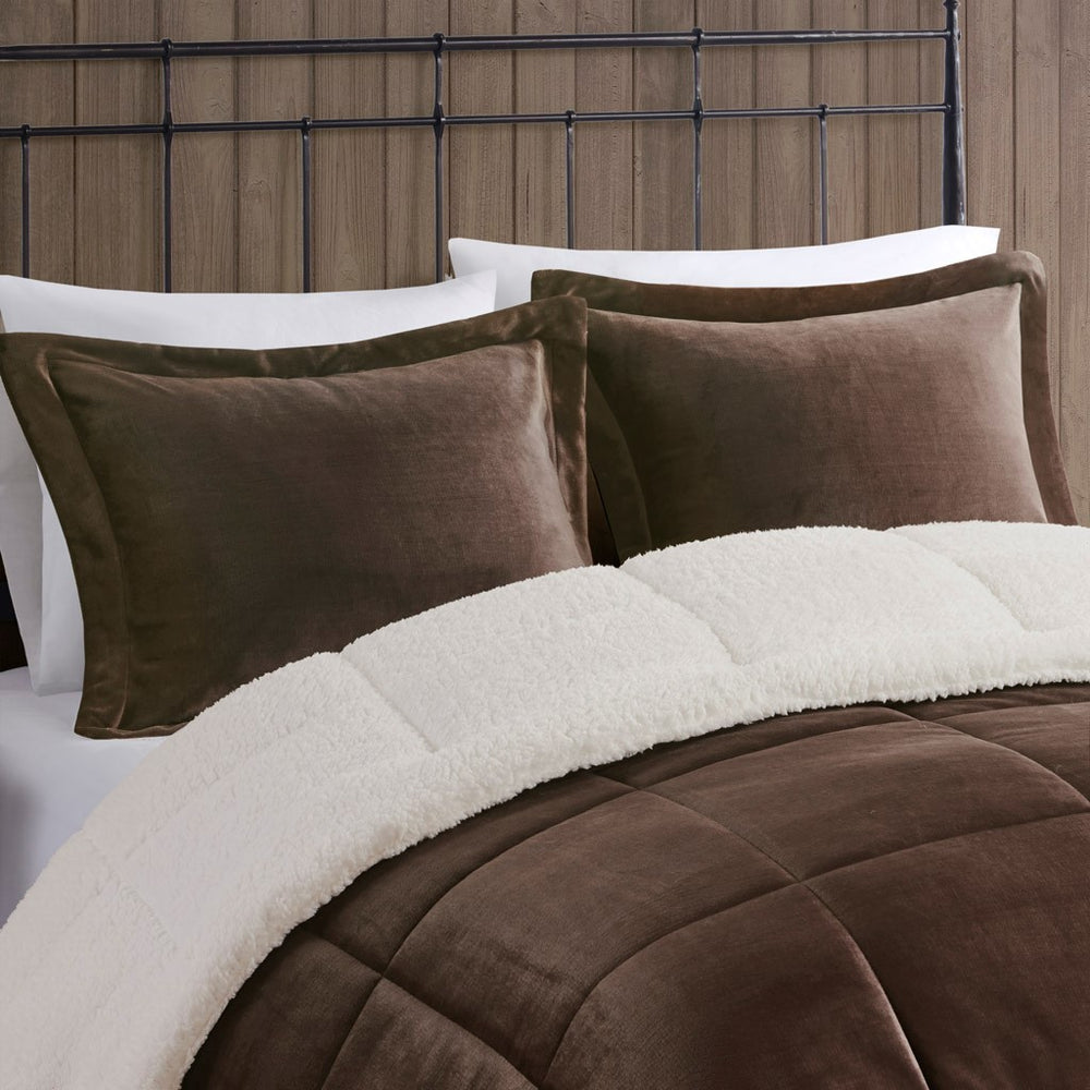 Full/Queen Plush to Sherpa Down Alternative Comforter Set Media 3