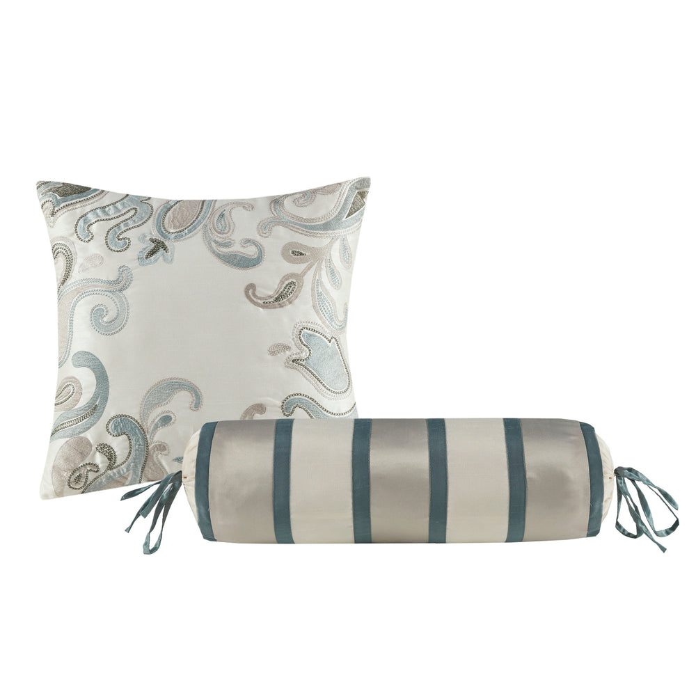 5 Piece Jacquard Bedspread Set with Throw Pillows Teal Queen Media 10