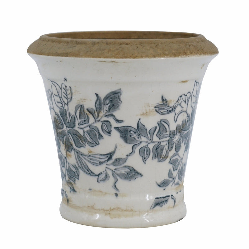 5.3x5.3x5.1' Ceramic Planter with Floral Pattern, Set of 4