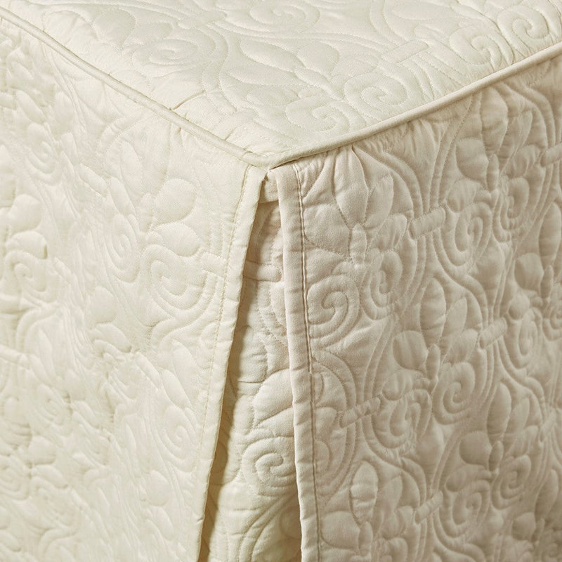 3 Piece Split Corner Pleated Quilted Bedspread Cream Queen
