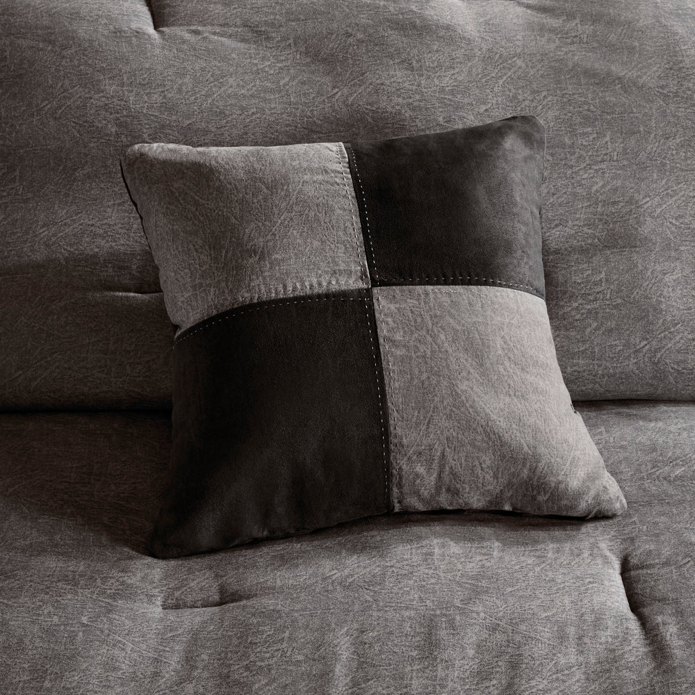 7 Piece Faux Suede Comforter Set Grey King Media 14