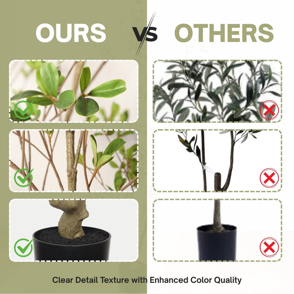 Lifelike Artificial Olive Tree with Black Plastic Pot, Faux Indoor Plant in Green Fabric Leaves, 60-Inch Tall for Home Living Room Decor Media 9
