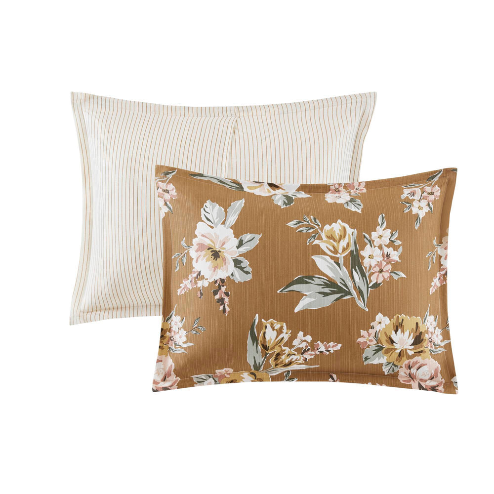 7-Piece Cal King Vin  Floral Comforter Set, Terracotta Media 15