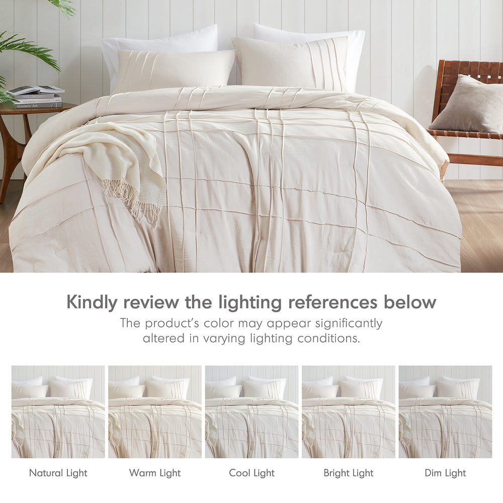 3-Piece Cal King Soft Washed Pleated Comforter Set Media 2