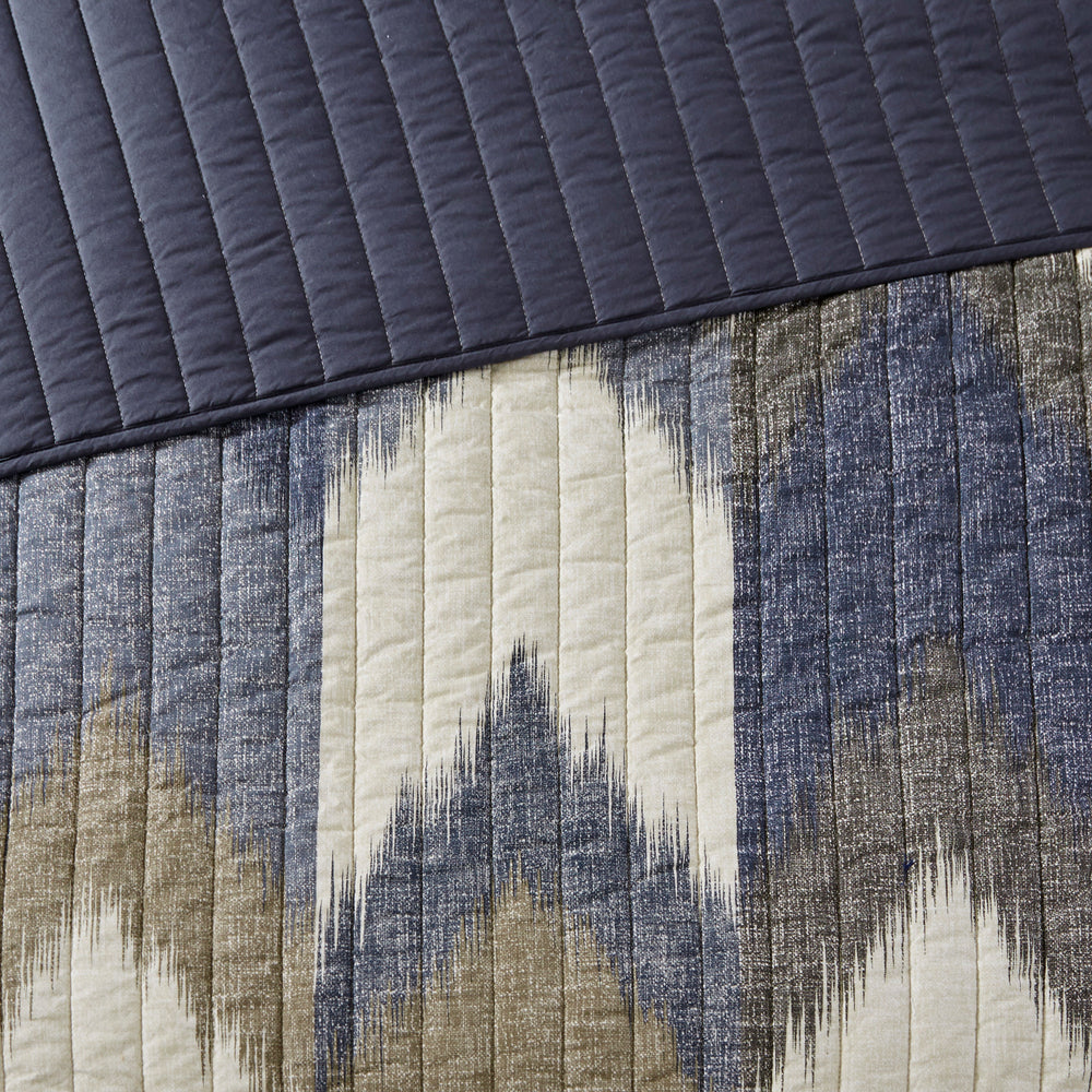 3 Piece Printed Cotton Quilt Set Navy King/Cal King Media 5