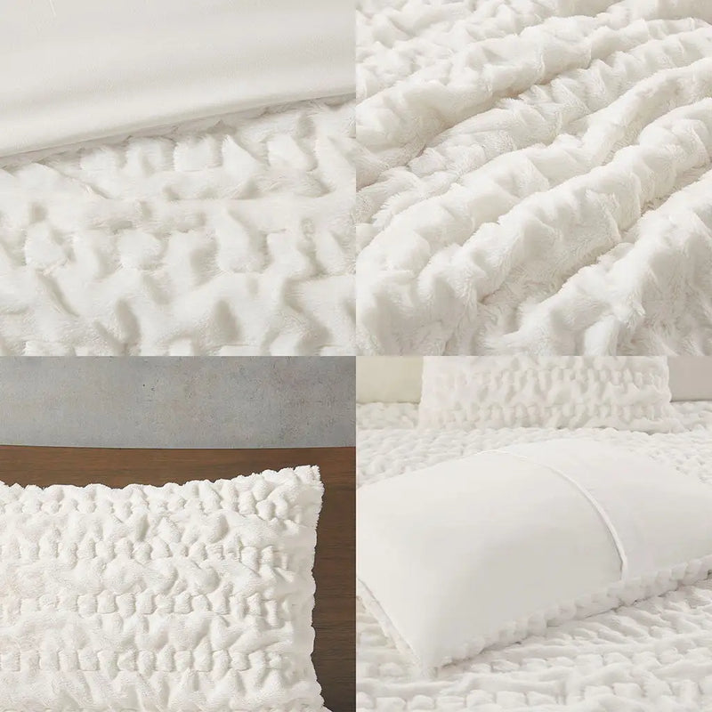 Ruched Fur Down Alternative Comforter Set