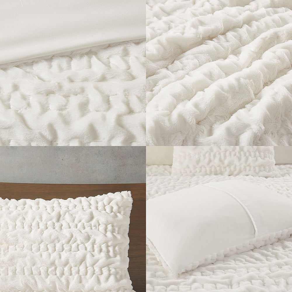 Full/Queen Ruched Fur Down Alternative Comforter Set Media 6