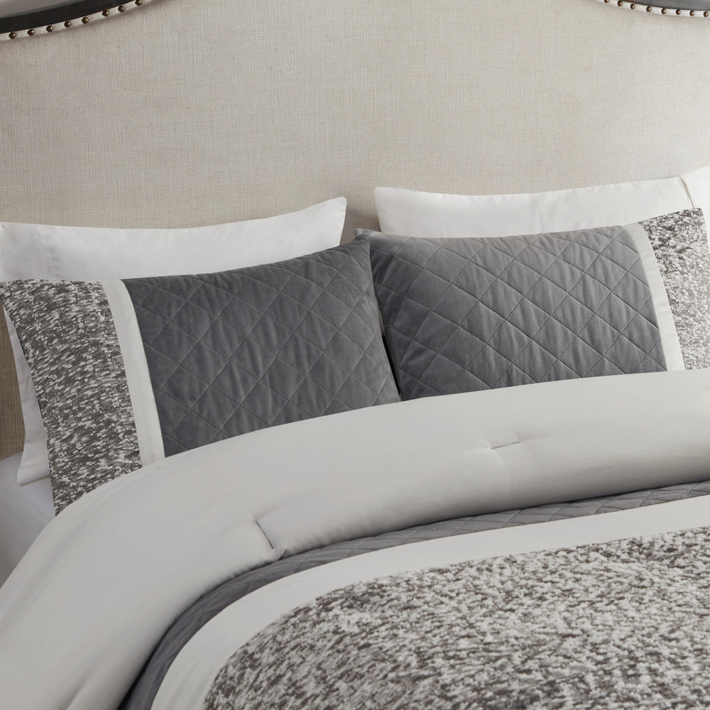 5 Piece Textured Jacquard Stripe Comforter Set with Throw Pillows-King/Cal King Media 14