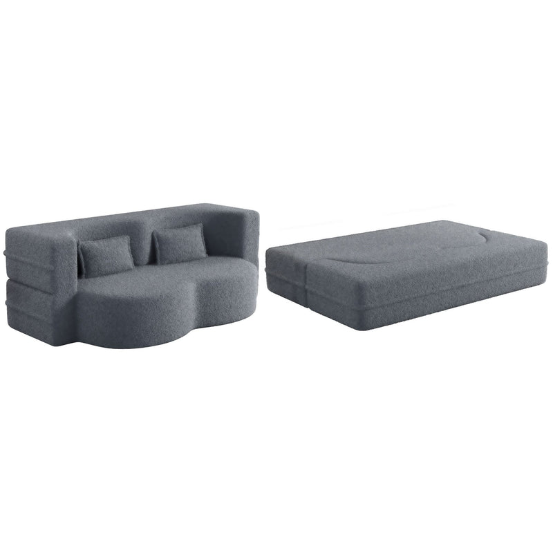 Sofa Bed Teddy Fabric Modern Grey Full Size Living Room Lounge Area