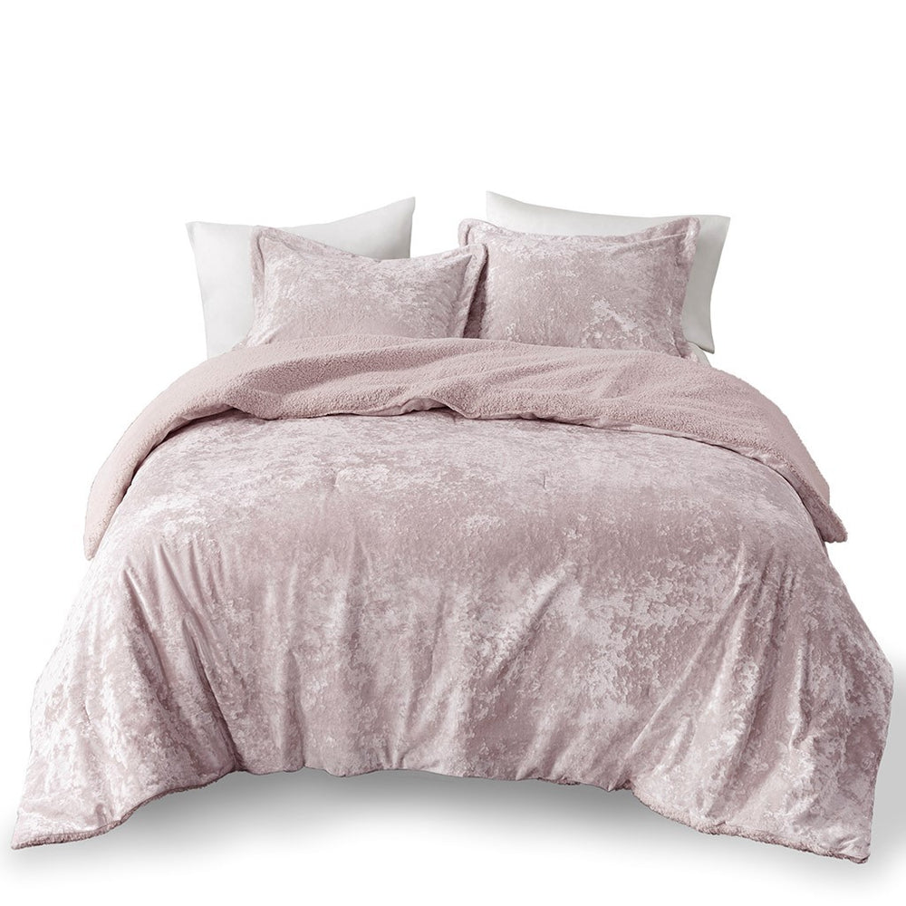 Twin/Twin XL Crushed Velvet Sherpa Reversible Comforter Set Media 4