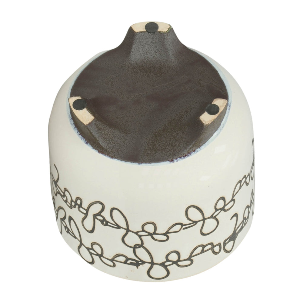 S/2 CERAMIC 6/8' SCRIBBLE FOOTED PLANTER, BEIGE Media 7