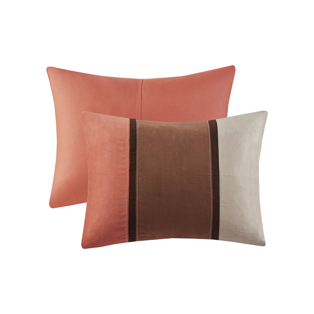 7 Piece Faux Suede Comforter Set Coral King Media 4