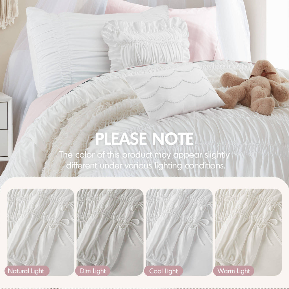 4 Pieces Twin/Twin XL Comforter Set,White Media 9