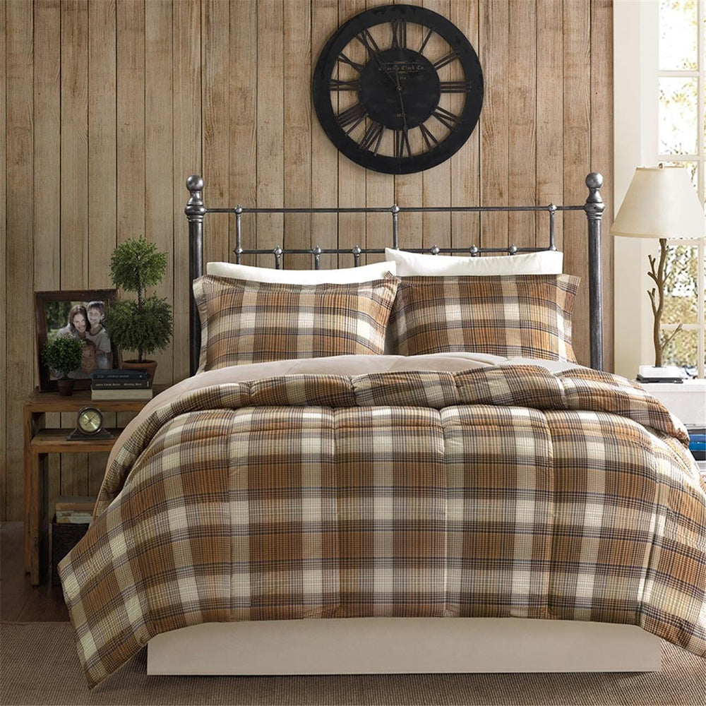 Full/Queen Classic Quilting Soft and Cozy Microfiber Solid Reverse Down Alternative Comforter Set Media 2
