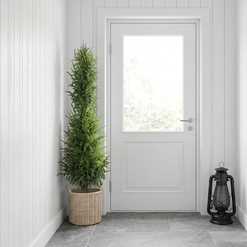 5' Artificial Real Touch Pine Tree with Black Plastic Pot, 1pc/set