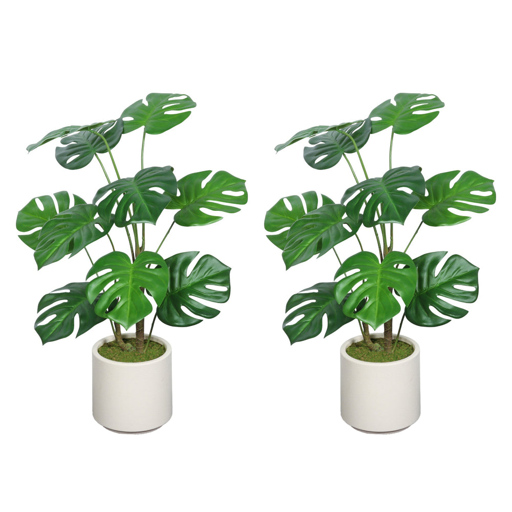 30'' Artificial Monstera Deliciosa Plant with White Pot, 2 pcs / set Media 5