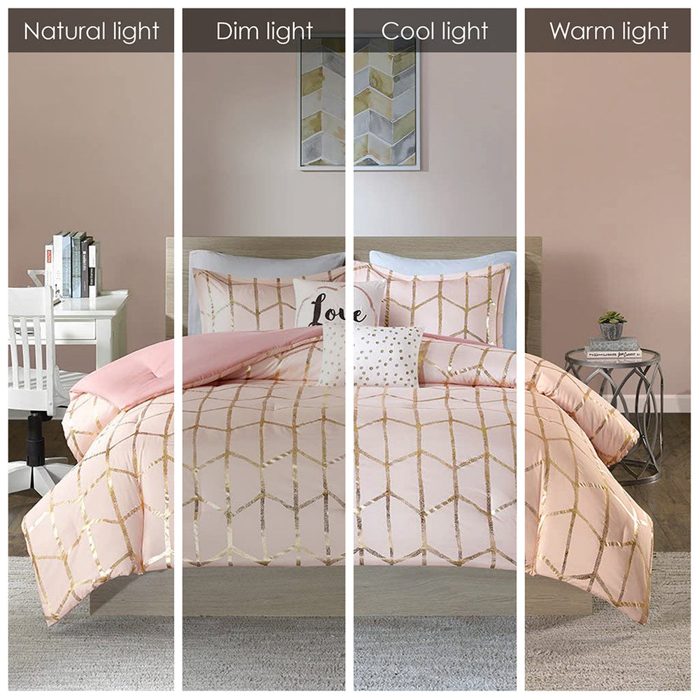 King/Cal King Metallic Printed Comforter Set Media 3
