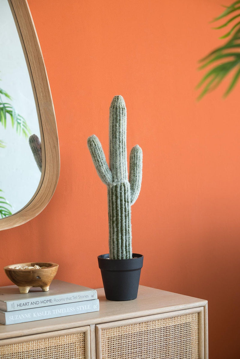 8x5x24.5'H Artificial Saguaro Cactus in Black Pot