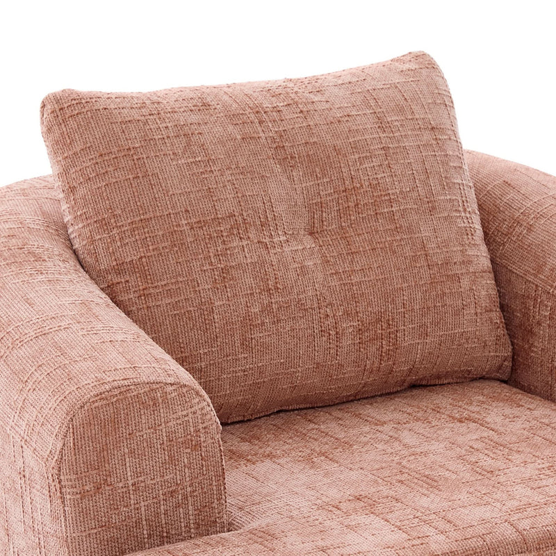 360 Degree Swivel Chair Chenille Pink Dual Layer Cushion Living Room Decor Accent Seating Home