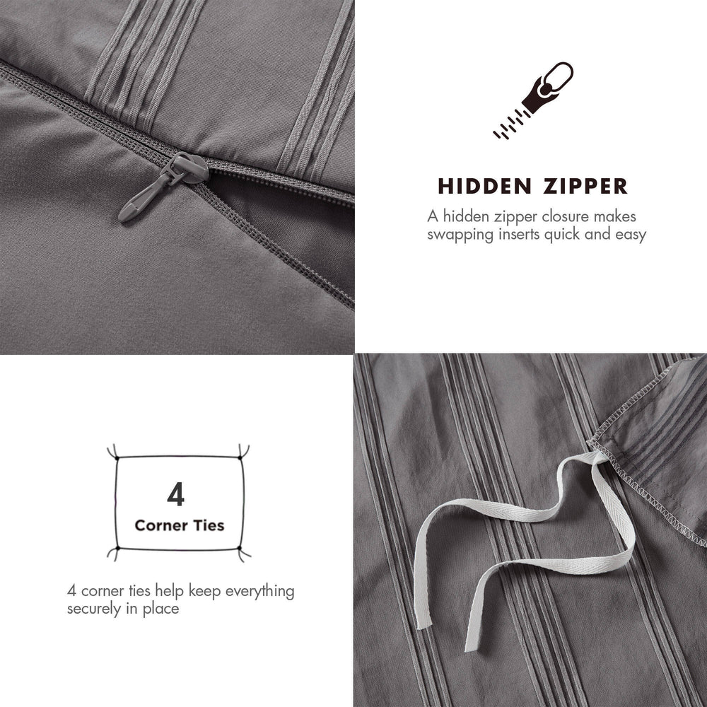 3-Piece Cal King Woven Striped Duvet Set Media 6
