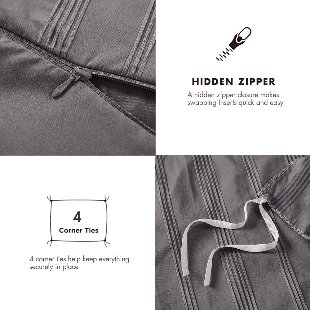 3-Piece King Woven Striped Duvet Set Media 6