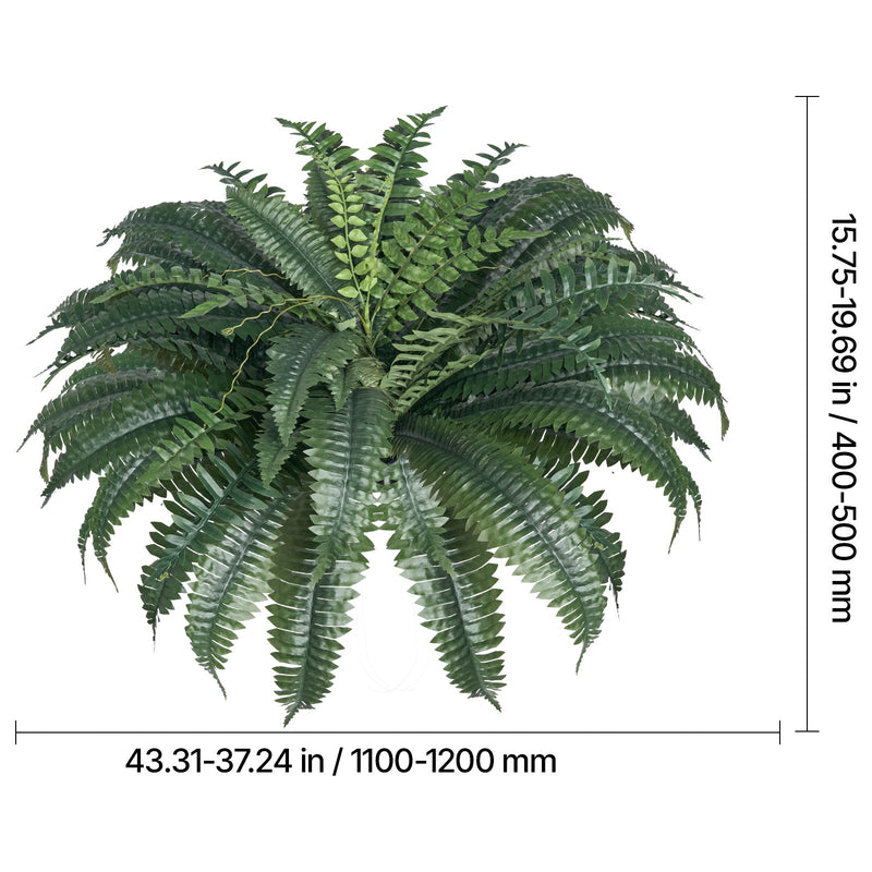 2 Pcs Artificial Boston Ferns Plastic Fern 50 Branches Indoor Outdoor Decor