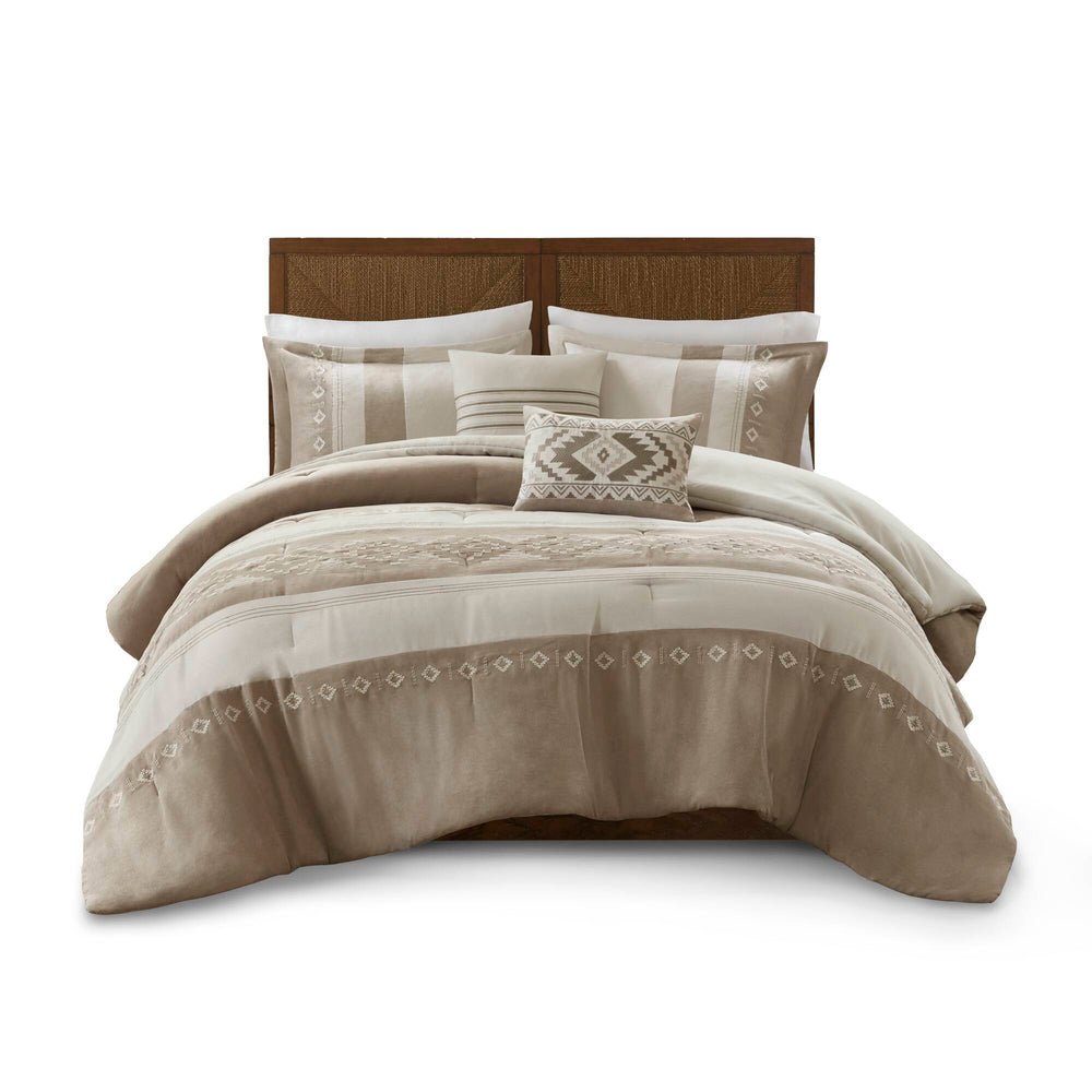 5-Piece Full/Queen Comforter 5pcs Set,Taupe Media 8