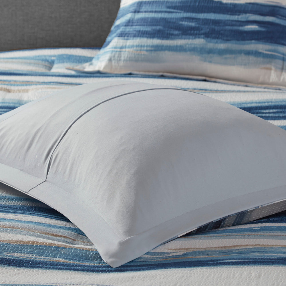 8 Piece Printed Seersucker Comforter and Quilt Set Collection Blue King/Cal King Media 5