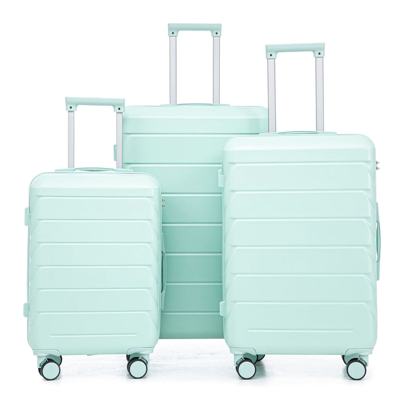 ABS Spinner Luggage Mint Green Durable 3 Piece Set & Combination Lock
