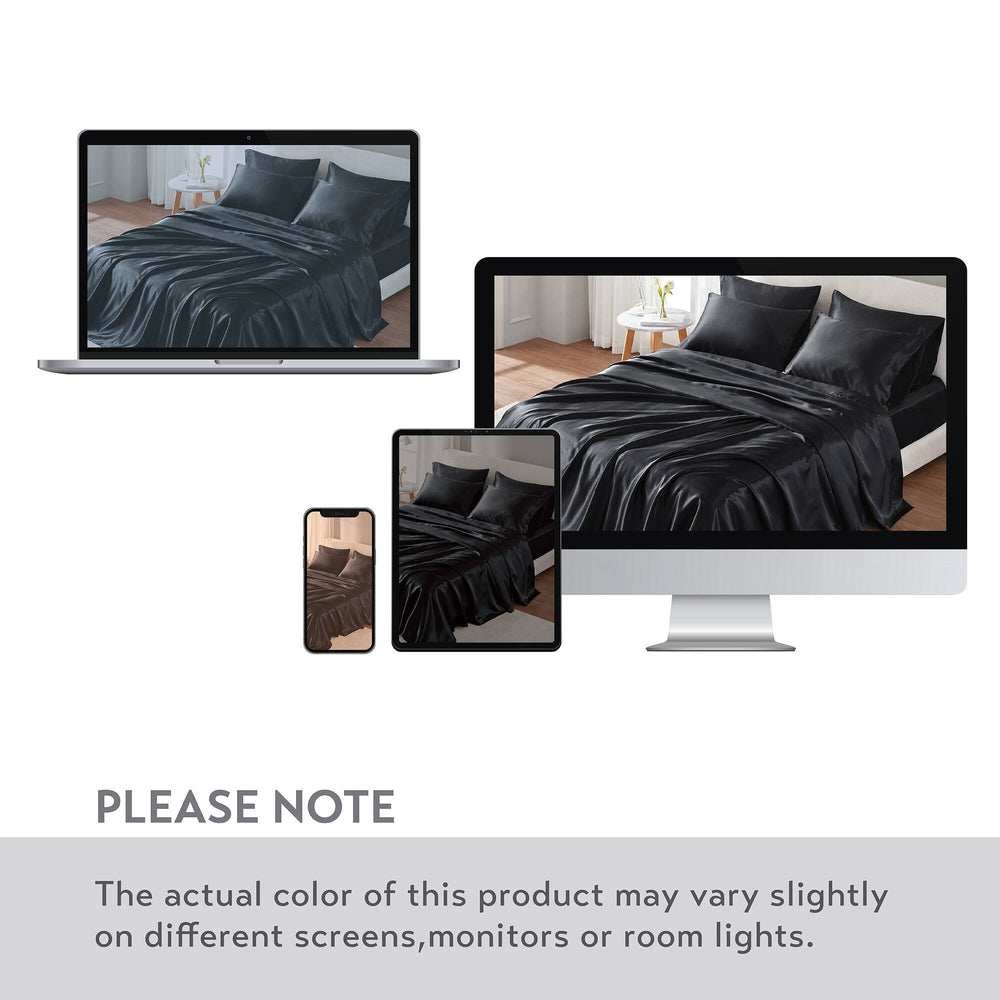 4 PCS Twin Luxury Sheet Set Black Media 9