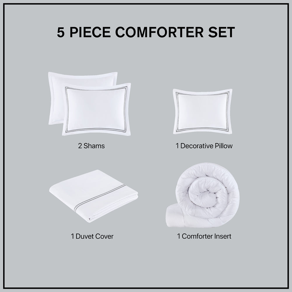 Full/Queen 100% Cotton Sateen Embroidered Comforter Set Media 4