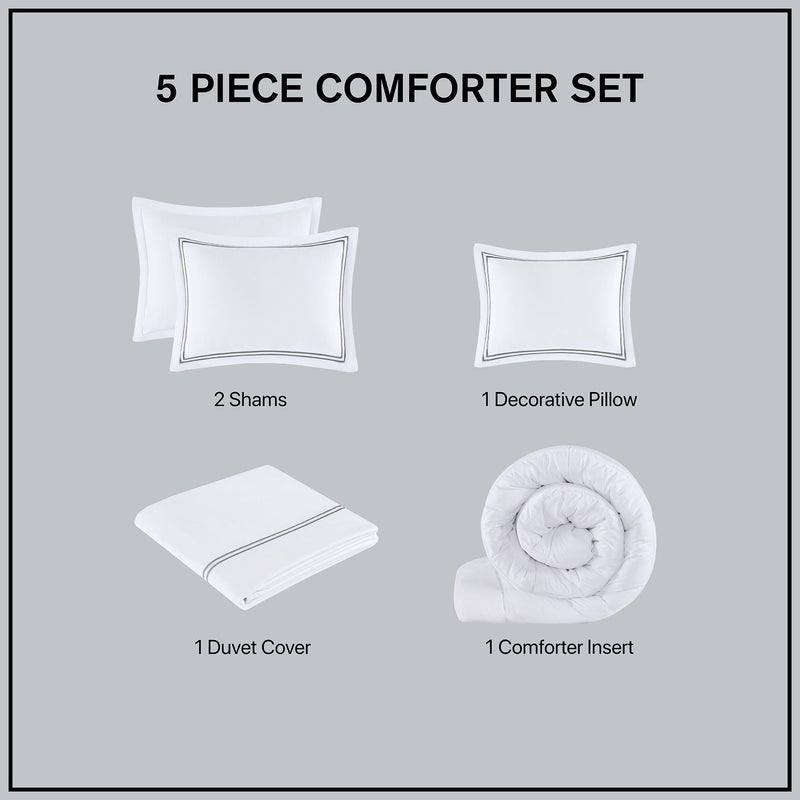 King/Cal King 100% Cotton Sateen Embroidered Comforter Set