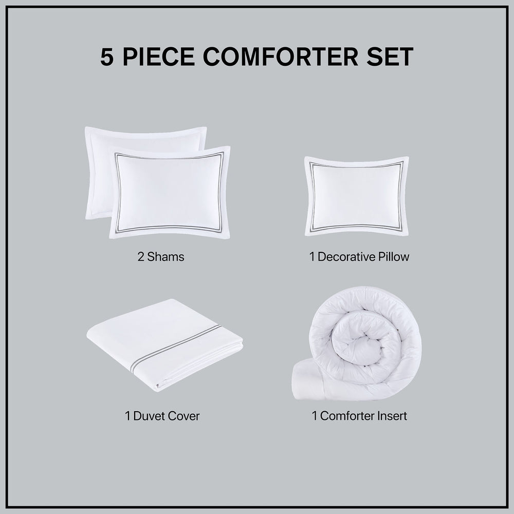 Full/Queen 100% Cotton Sateen Embroidered Comforter Set Media 4
