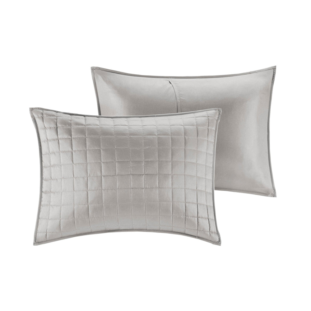 8 Piece Comforter and Quilt Set Collection Grey Full/Queen Media 16