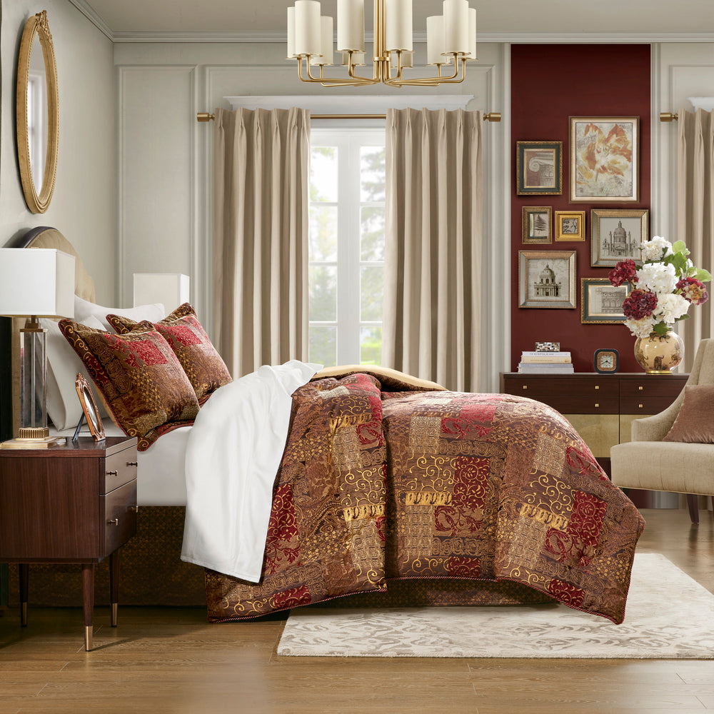 4 Piece Brown Comforter Set Brown Queen Media 2