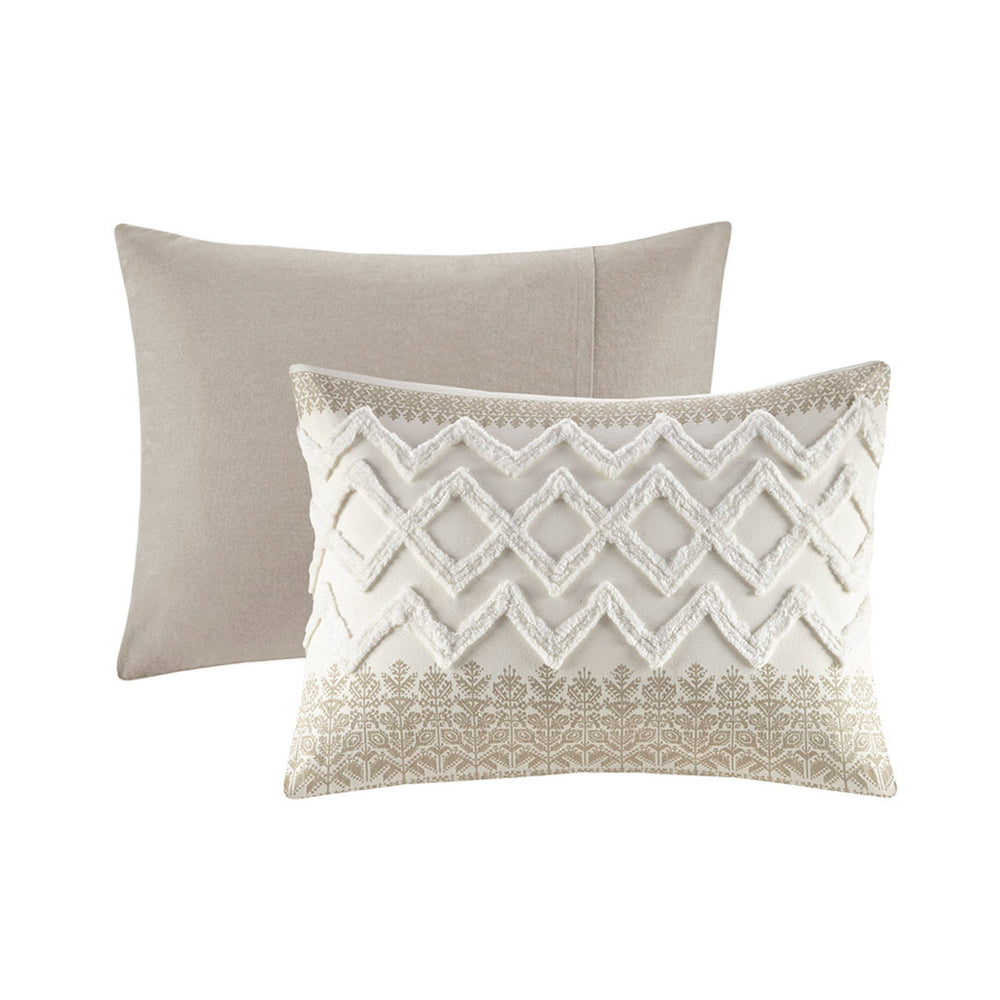 3 Piece Cotton Comforter Set with Chenille Tufting Taupe King/Cal King Media 10