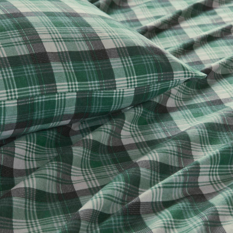 4 PCS Twin Sheet Set Green Plaid
