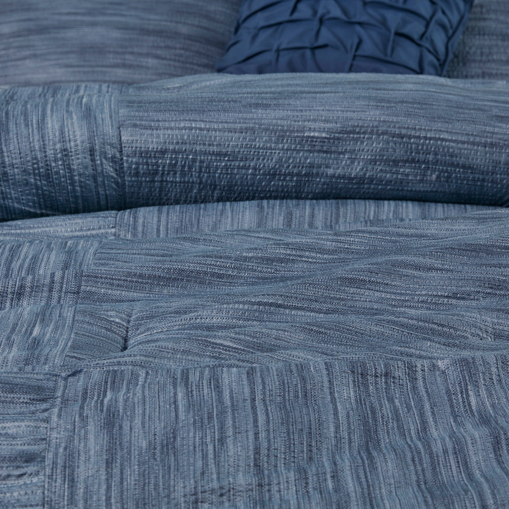 7 Piece Printed Seersucker Comforter Set Navy Queen Media 5