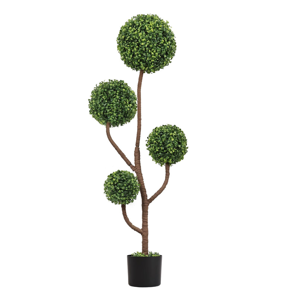 4FT Tall Artificial Boxwood Topiary Tree Large Faux Green Plant in Pot for Indoor Outdoor Patio Porch Garden Decoration, 1pc/set Media 2