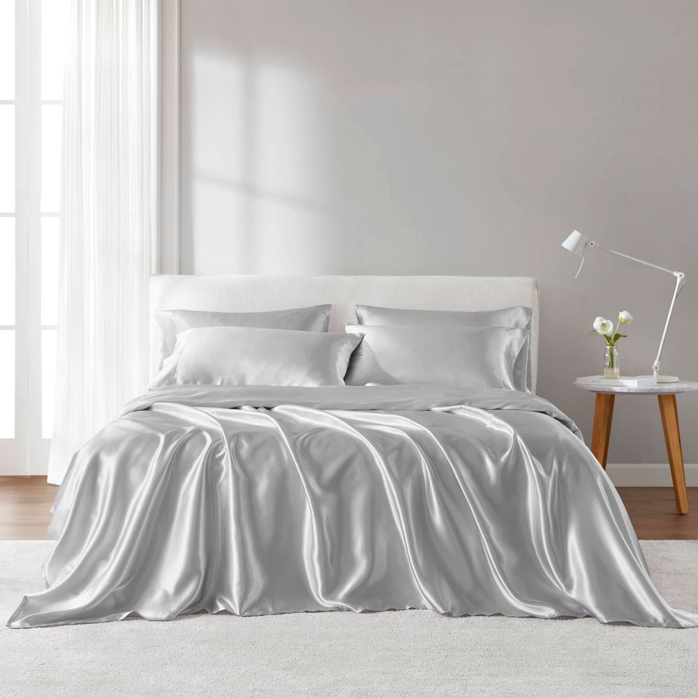 4 PCS Twin Luxury Sheet Set Light Grey Media 9