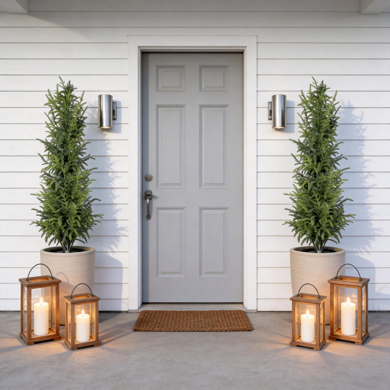 4' Artificial Real Touch  Pine Tree in Black Plastic Pot, 2pc/set