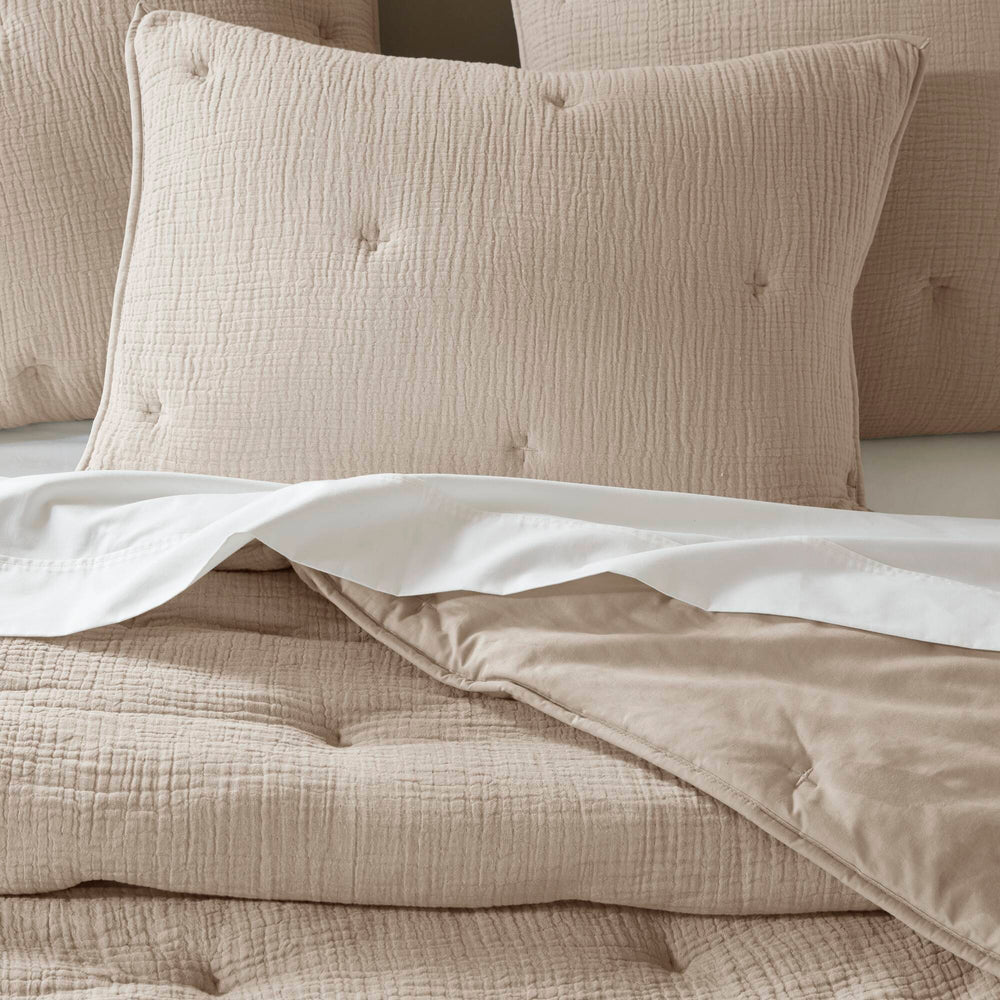 3-Piece King Cotton  Embroidered Quilt Set,Taupe Media 17