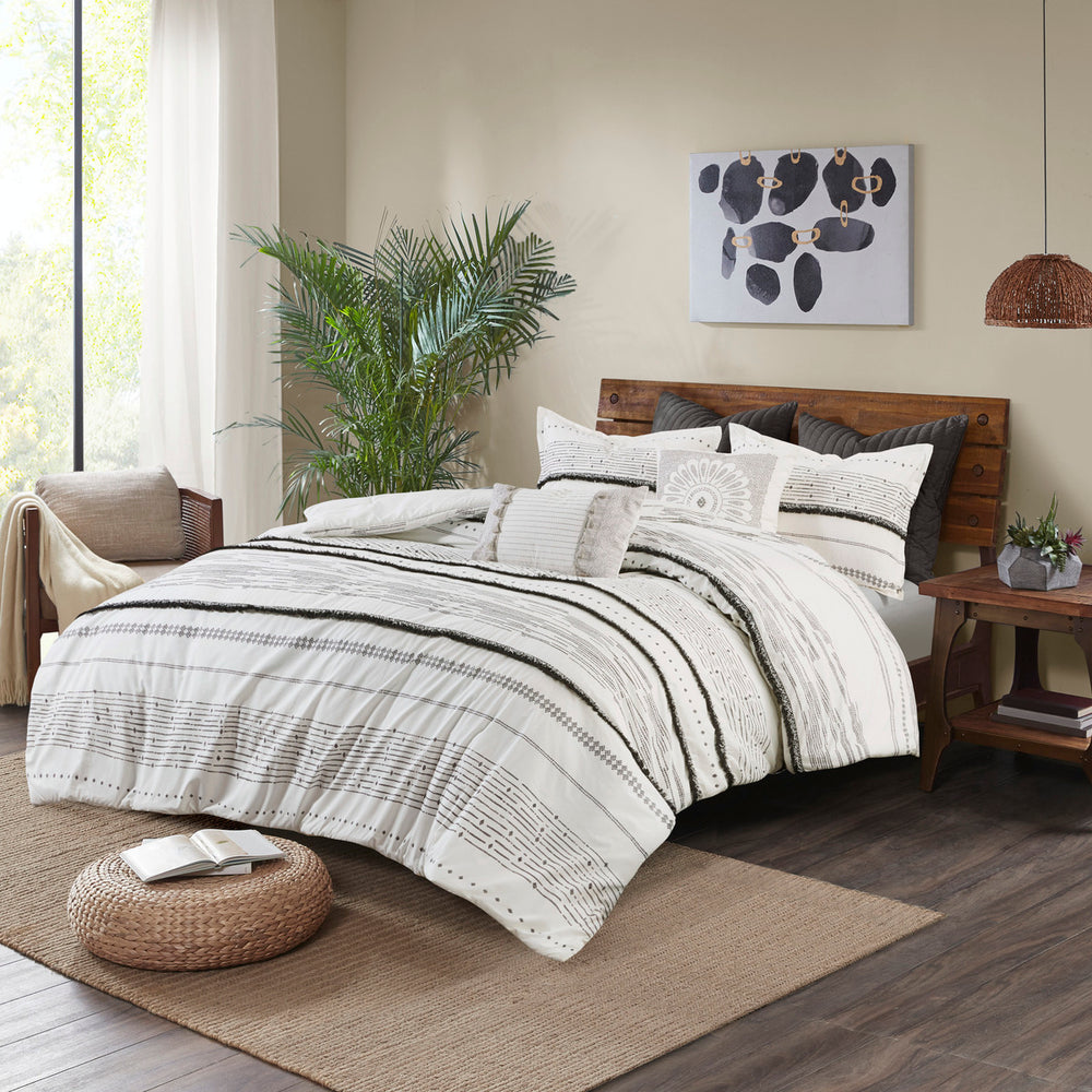 Full/Queen Cotton Printed Duvet Cover Set with Trims Media 1
