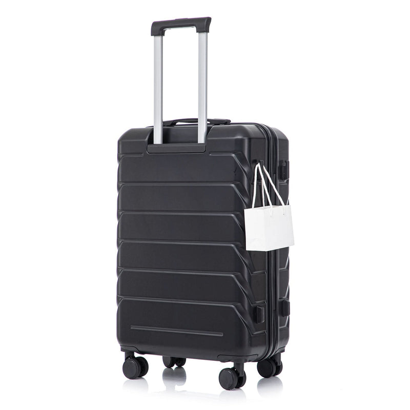 ABS Luggage Set 20 24 28 Inch Spinner Wheels Black Durable 3-Piece & Combination Lock