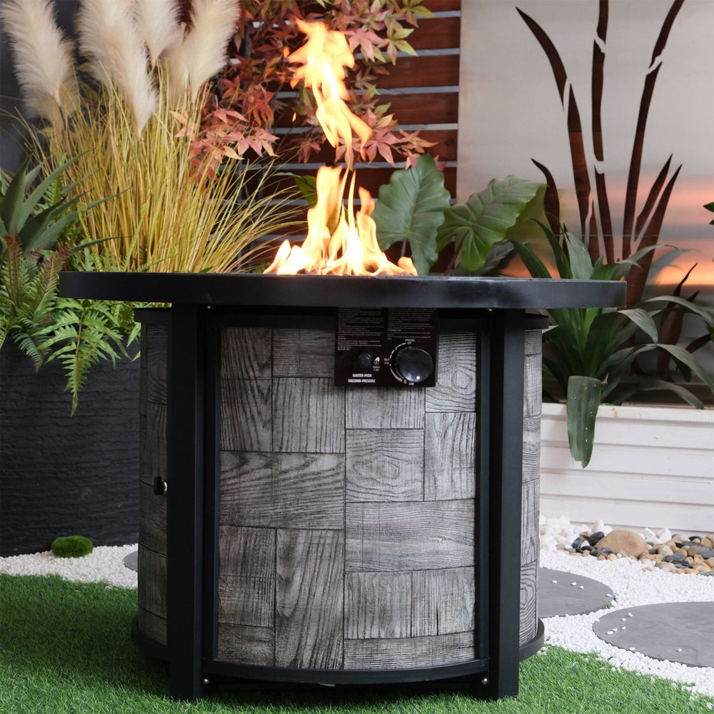 Outdoor Propane Fire Pit Concrete Stonecrest & Lava Rocks Cover Included Media 21