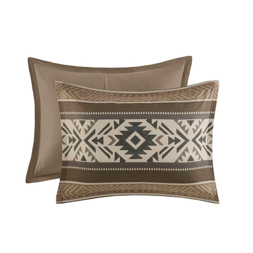5 Piece Stripe Herringbone Comforter Set with Throw Pillows Brown Full/Queen Media 12