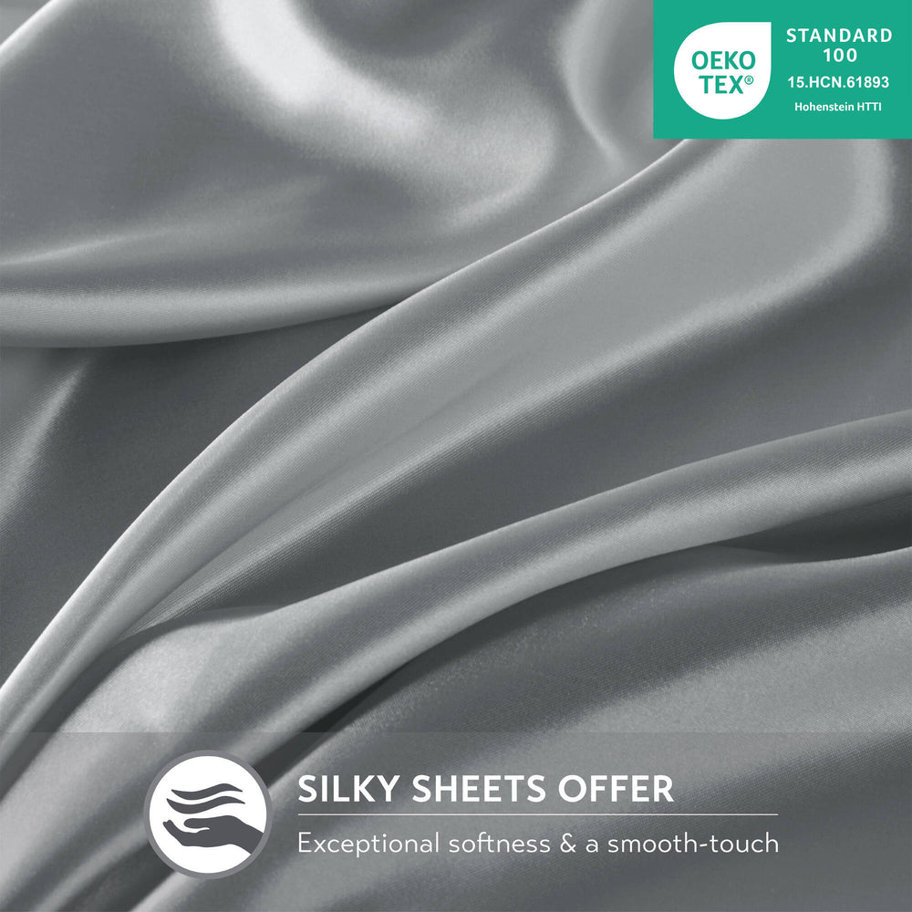 4 PCS Twin Luxury Sheet Set Grey Media 3