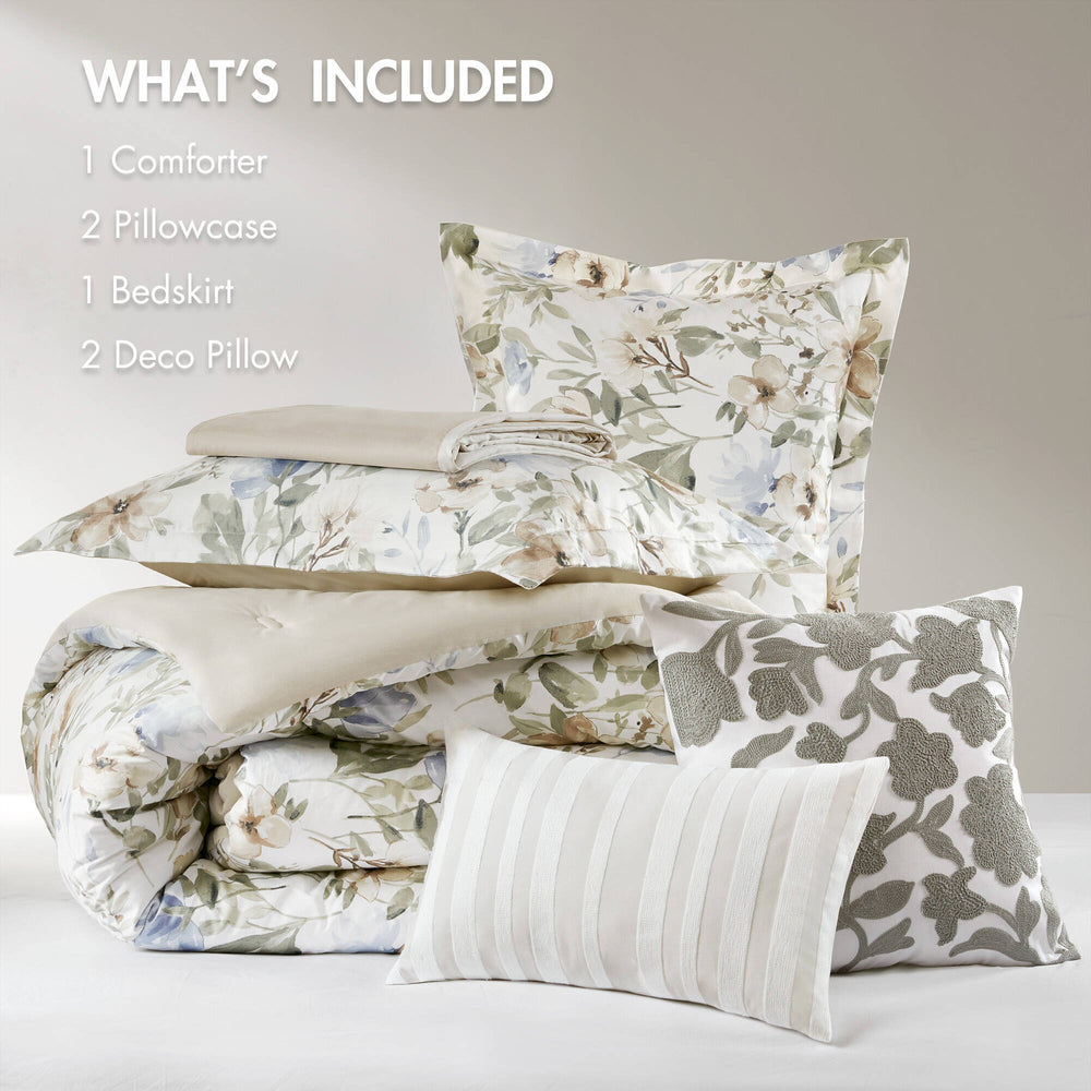 6PCS King Cotton Sateen Print Oversized Comforter Set Media 6