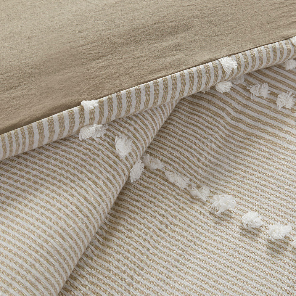 King 3 Piece Cotton Yarn Dyed Duvet Cover Set Media 8