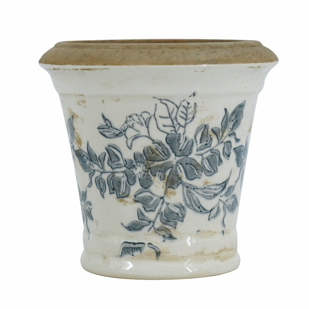 5.3x5.3x5.1' Ceramic Planter with Floral Pattern, Set of 4 Media 4